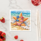 Patriotischer Seestern im Sand am Strand Serviette (Beispiel)