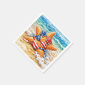 Patriotischer Seestern im Sand am Strand Serviette (Ecke)