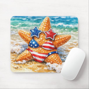 Patriotischer Seestern im Strandsand Mousepad