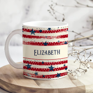 Patriotischer Shabby-Chic-Independence-Day-Flaggen Kaffeetasse