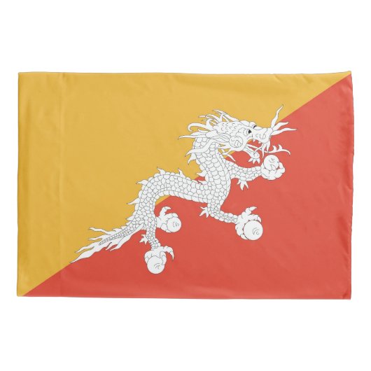 Patriotischer Single Pillowcase Flagge Bhutans Kissenbezug (Rückseite)
