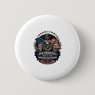Patriotischer Skelett-Cowboy Dunkler Patriot Skele Button