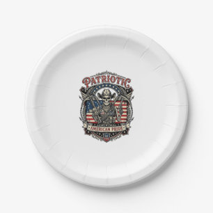 Patriotischer Skelett-Cowboy Dunkler Patriot Skele Pappteller