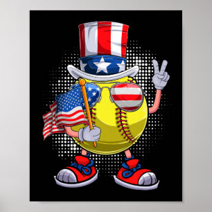 Patriotischer Softball 4. Juli USA Männer Frauen J Poster