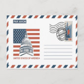 Patriotischer Soldat mit US-Flagge Postkarte (Rückseite)