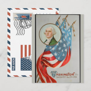 Patriotischer Soldat mit US-Flagge Postkarte
