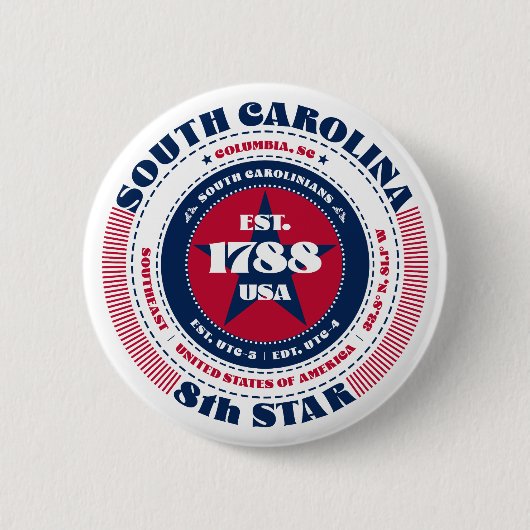 Patriotischer South Carolina Circle mit Staat Deta Button (Vorderseite)