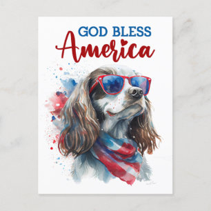 Patriotischer Spaniel Hund, Gott segne Amerika Pos Postkarte