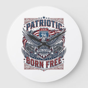 Patriotischer Stahl Road Guardian Biker Road Freed Große Wanduhr
