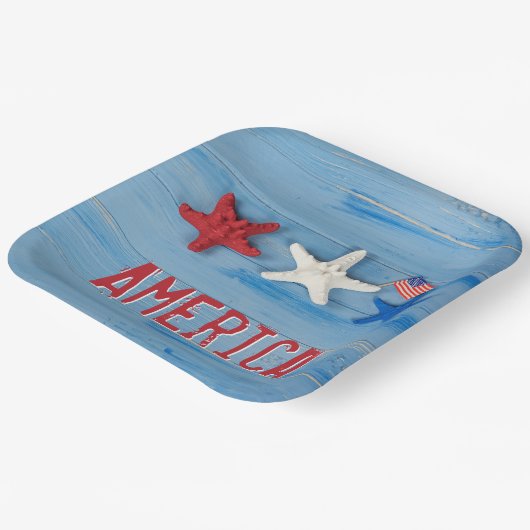 Patriotischer Starfish mit amerikanischer Flagge Pappteller (Gewinkelt)