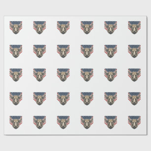Patriotischer Stierkopf Vintage Gravur Vektor Kuns Geschenkpapier