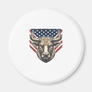 Patriotischer Stierkopf Vintage Gravur Vektor Kuns Magnet