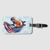 Patriotischer Stolz : Viertelpferd mit amerikanisc Gepäckanhänger (Vorderseite (Horizontal))