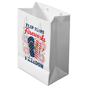 Patriotischer Strand 4. Juli-Party-Flipp-Flopp Mittlere Geschenktüte