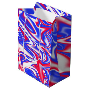 Patriotischer Swirl: Roter weißer und blauer Marmo Mittlere Geschenktüte