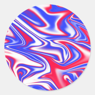 Patriotischer Swirl: Roter weißer und blauer Marmo Runder Aufkleber