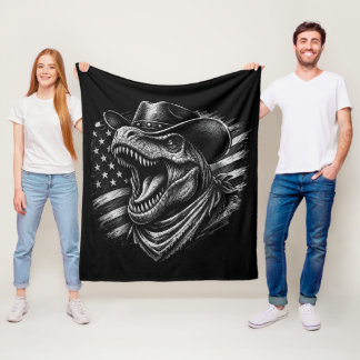 Patriotischer T-Rex Cowboy-Amerikanische Flagge Di Fleecedecke