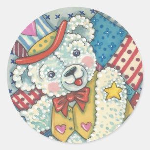 PATRIOTISCHER TEDDY-BAR, QUILT-STICKER RUND *Blatt Runder Aufkleber