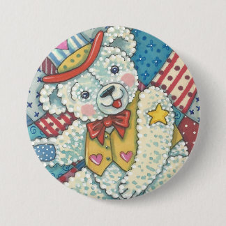 PATRIOTISCHER TEDDY BEAR & PATCHWORTSCHALTER RUNDE BUTTON