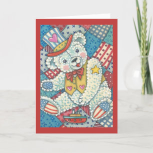 PATRIOTISCHER TEDDY BEAR & QUILT GREETCARD Verse Karte