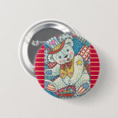 PATRIOTISCHER TEDDYBÄR & PATCHWORK-KNOPF Rund Button (Vorne & Hinten)