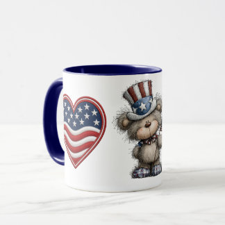 Patriotischer Teddybär Zweifarbig Tasse