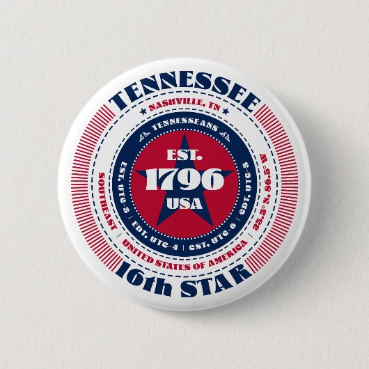 Patriotischer Tennessee-Kreis mit Staat-Details Button (Vorderseite)