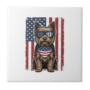 Patriotischer Terrier-Hund Vintage-Flagge Vektor-D Fliese