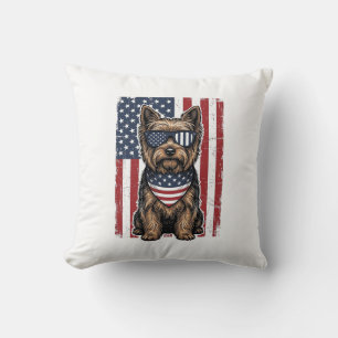 Patriotischer Terrier-Hund Vintage-Flagge Vektor-D Kissen