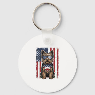 Patriotischer Terrier-Hund Vintage-Flagge Vektor-D Schlüsselanhänger