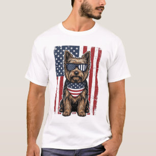 Patriotischer Terrier-Hund Vintage-Flagge Vektor-D T-Shirt