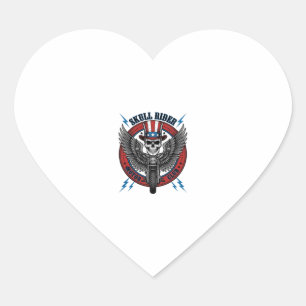 Patriotischer Totenkopf Motorrad Adler Vintage Herz-Aufkleber