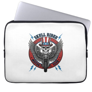Patriotischer Totenkopf Motorrad Adler Vintage Laptopschutzhülle