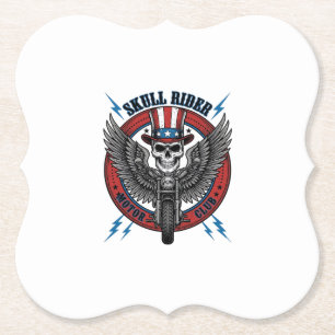 Patriotischer Totenkopf Motorrad Adler Vintage Untersetzer