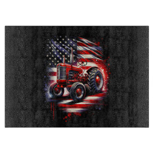 Patriotischer Traktor 4. Juli Amerikanische Flagge Schneidebrett