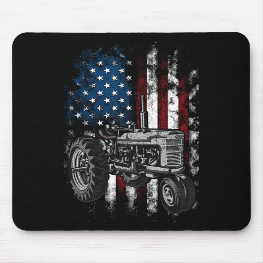 Patriotischer Traktor Amerikanische Flagge Traktor Mousepad (Vorne)
