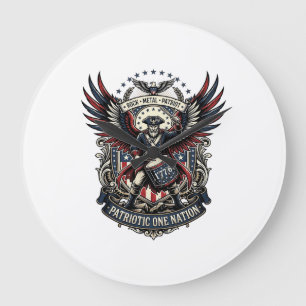Patriotischer Trommler der Liberty Music Rock Meta Große Wanduhr