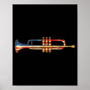 Patriotischer Trompeter amerikanische Flagge 4. Ju Poster