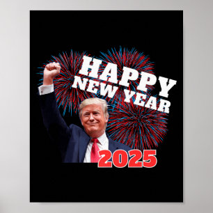 Patriotischer Trump Frohes Neues Jahr 2025 Daddys  Poster