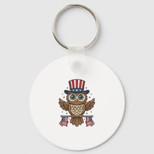 Patriotischer Uhu Vintage-Stich Grafik_1 Schlüsselanhänger
