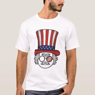 Patriotischer umgedrehter Tophut Cartoon-Gesicht V T-Shirt