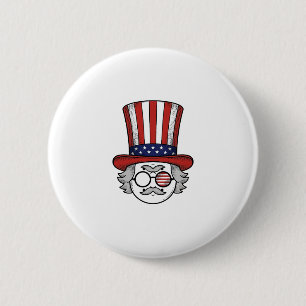 Patriotischer umgedrehter Zylinder Cartoon-Gesicht Button