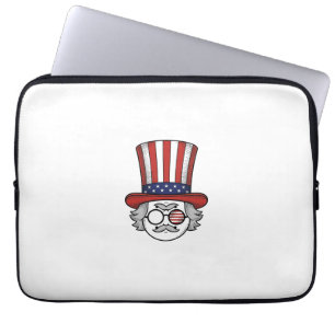 Patriotischer umgedrehter Zylinder Cartoon-Gesicht Laptopschutzhülle