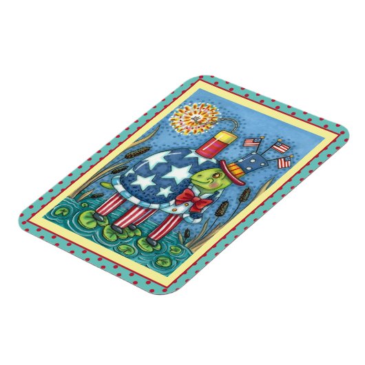 PATRIOTISCHER UNCLE SAM TURTT, FUNNY FIRECRACKER N MAGNET (Linke Seite)