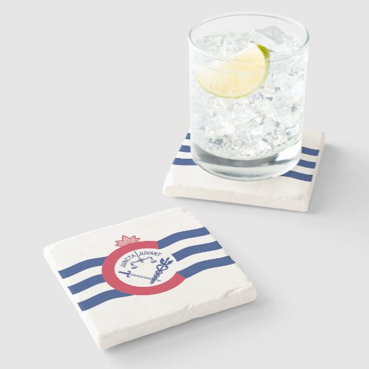 Patriotischer Untersetzer mit der Flagge von Cinci (Seitenansicht)