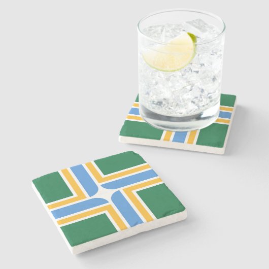 Patriotischer Untersetzer mit der Flagge von Portl (Seitenansicht)