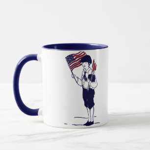Patriotischer US-Flagge und Feuerwerksjunge Tasse