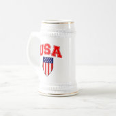 Patriotischer USA-Amerikanischer Flaggen Schild Bierglas (Vorderseite Links)