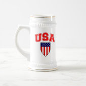 Patriotischer USA-Amerikanischer Flaggen Schild Bierglas (Links)