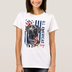 Patriotischer USA-Flagge Schwarzer Labrador All Am T-Shirt